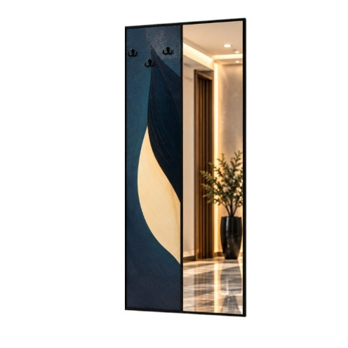 Modern Wall Art with Mirror and Clothes Hanger - 180 x 80 cm