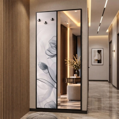 Modern Wall Panel with Mirror and Hanger - 180 x 80 cm