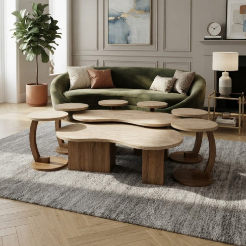 2 Main Tables + 6 Side Tables (Wooden)