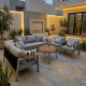 A modern outdoor seating set accommodating 7 people—an ideal choice for upscale patios and outdoor spaces, available in various colors.