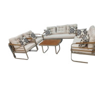 A comfortable, high-quality family outdoor seating set with a distinctive design, accommodating up to 7 people.