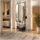 علاقة ملابس عصرية مع مرايا وسلة تخزين سفلية متحركة - أسود