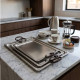 Set of 3 Rectangular Stainless Steel Serving Trays