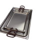 Set of 3 Rectangular Stainless Steel Serving Trays
