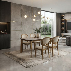 طقم طاولة طعام بتصميم عصري 4 كراسي سطح سيراميك فاخر 
