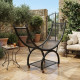 Curved Iron Firewood Rack with Bottom Shelf and Wheels