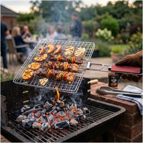 BBQ grill with wooden handle - high quality, small size