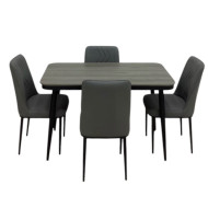 Dining table and 4 chairs set in elegant wood, available in various colors.