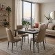 Dining table and 4 chairs set in elegant wood, available in various colors.