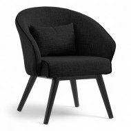 A single chair with an elegant design and dark gray color