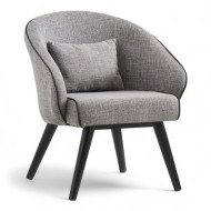 A single chair with elegant gray fabric upholstery