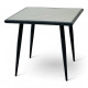 Cafe table with a modern, elegant design in gray and black.