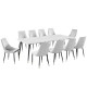 Luxury marble dining table with 10 white chairs Luxury marble dining table with 10 white chairs