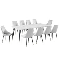 Luxury marble dining table with 10 white chairs