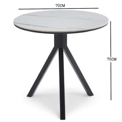 Luxury ceramic cafe table in elegant white marble with soft gray accents Luxury ceramic cafe table in elegant white marble with soft gray accents