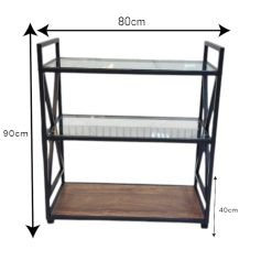 Three-shelf brown glass serving tray