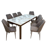 8-Chair Dining Table Set Dark Brown