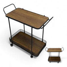 Stylish and functional serving trolley - premium wood design and durable metal frame, brown