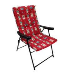 Red fabric folding travel chair