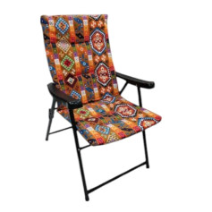 Brown fabric folding travel chair