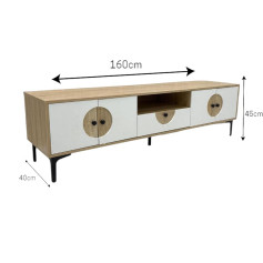 Modern and contemporary plasma TV, light wood color with white, 160 cm