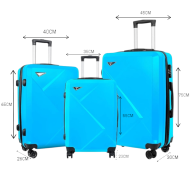 3-piece blue fiber travel bag set