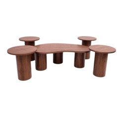 Luxury table set, brown wood, modern and elegant