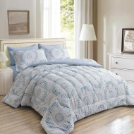 Adson 4-piece bed sheet, white and light blue