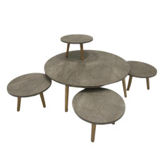 Turkish round wood floor table set