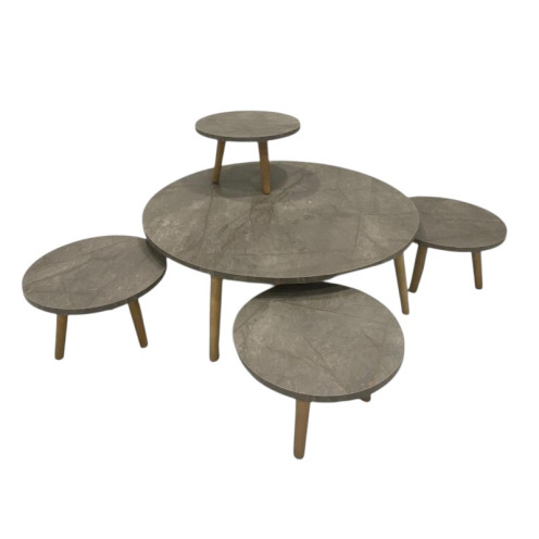Turkish round wood floor table set Turkish round wood floor table set