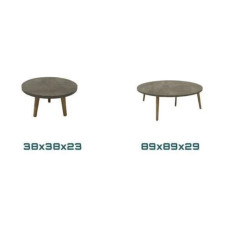 Turkish round wood floor table set