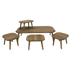Turkish floor table set, rectangular, brown wood