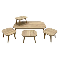 Turkish floor table set, rectangular, light wood color