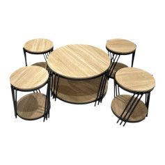 5-piece wooden double-decker table set, wood color