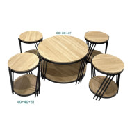 5-piece wooden double-decker table set, wood color