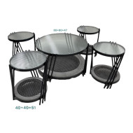 5-piece glass double-decker table set