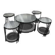 5-piece glass double-decker table set