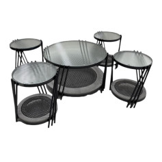 5-piece glass double-decker table set