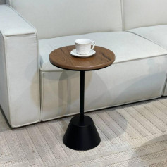 Set of 2 tables, brown top, black column, with 4 service
